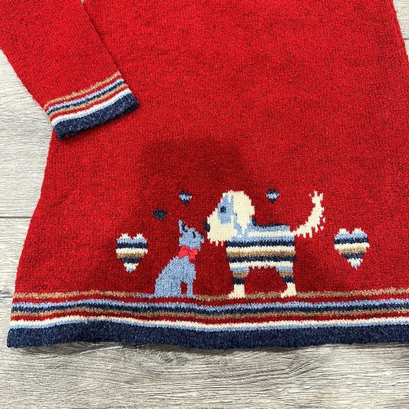 • Deux Par Deux • Kids / Girls Long Sleeve Knit Dress Dog with Hearts on the 6 - Picture 3 of 4
